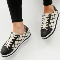Alfie & Evie Pleat Sneaker - Black/Cream - AE19 New