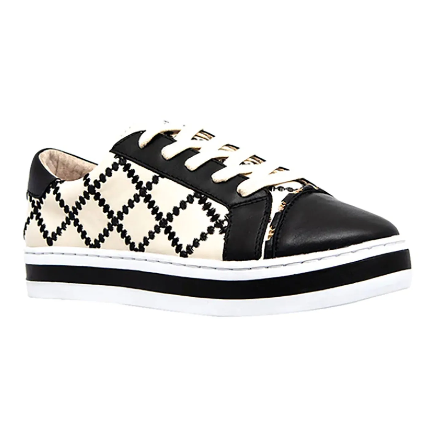 Alfie & Evie Pleat Sneaker - Black/Cream - AE19 New
