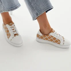 Alfie & Evie Pleat Sneaker - Camel/White - AE19 Outlet