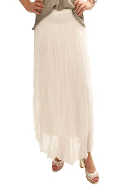 Cindy G Pleated Silk Jersey Skirt - Ivory - CG40 Sale