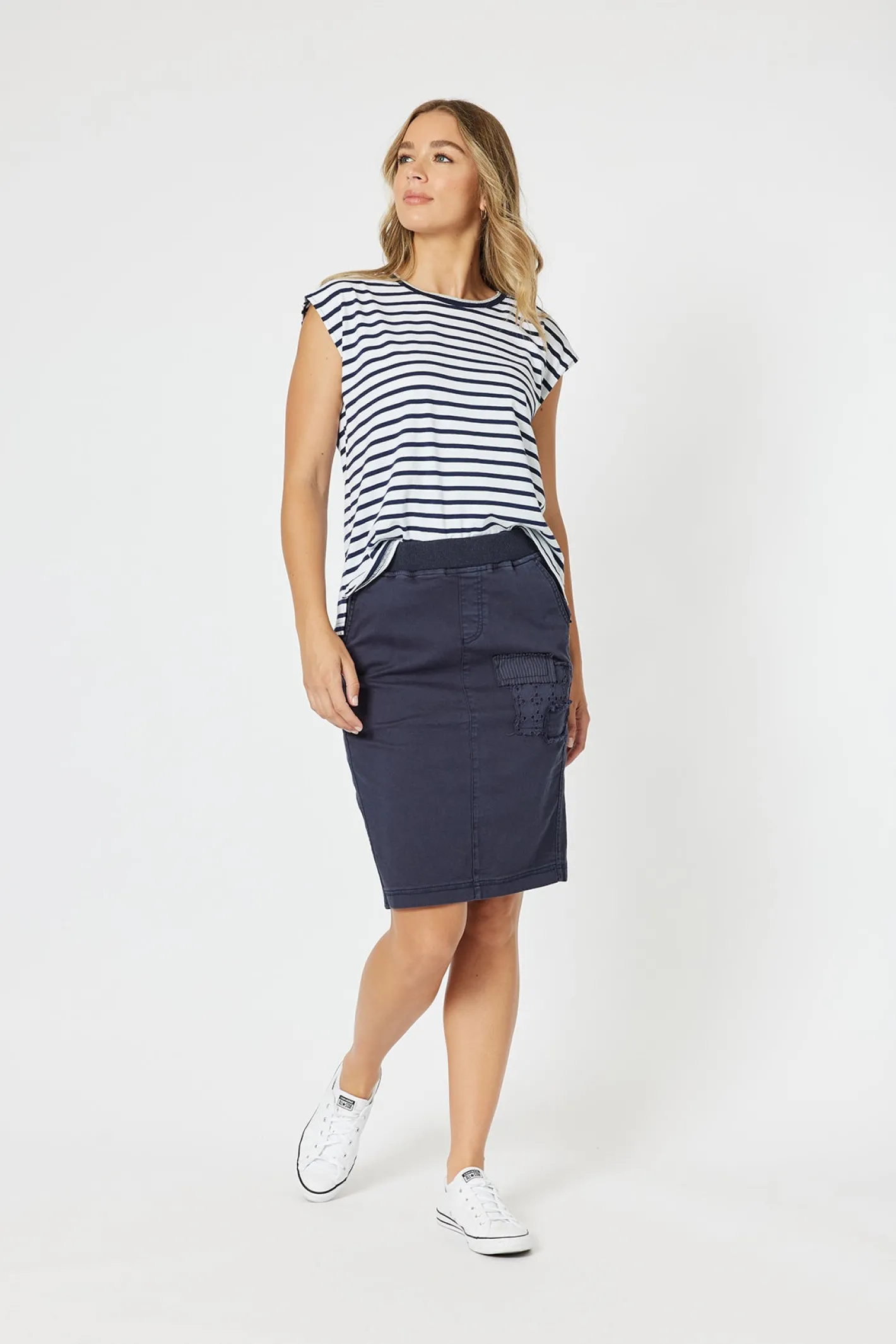 Threadz Portia Denim Skirt - Navy - TZ3 Outlet
