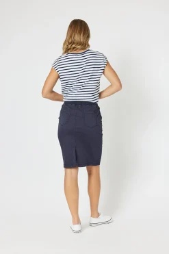Threadz Portia Denim Skirt - Navy - TZ3 Outlet
