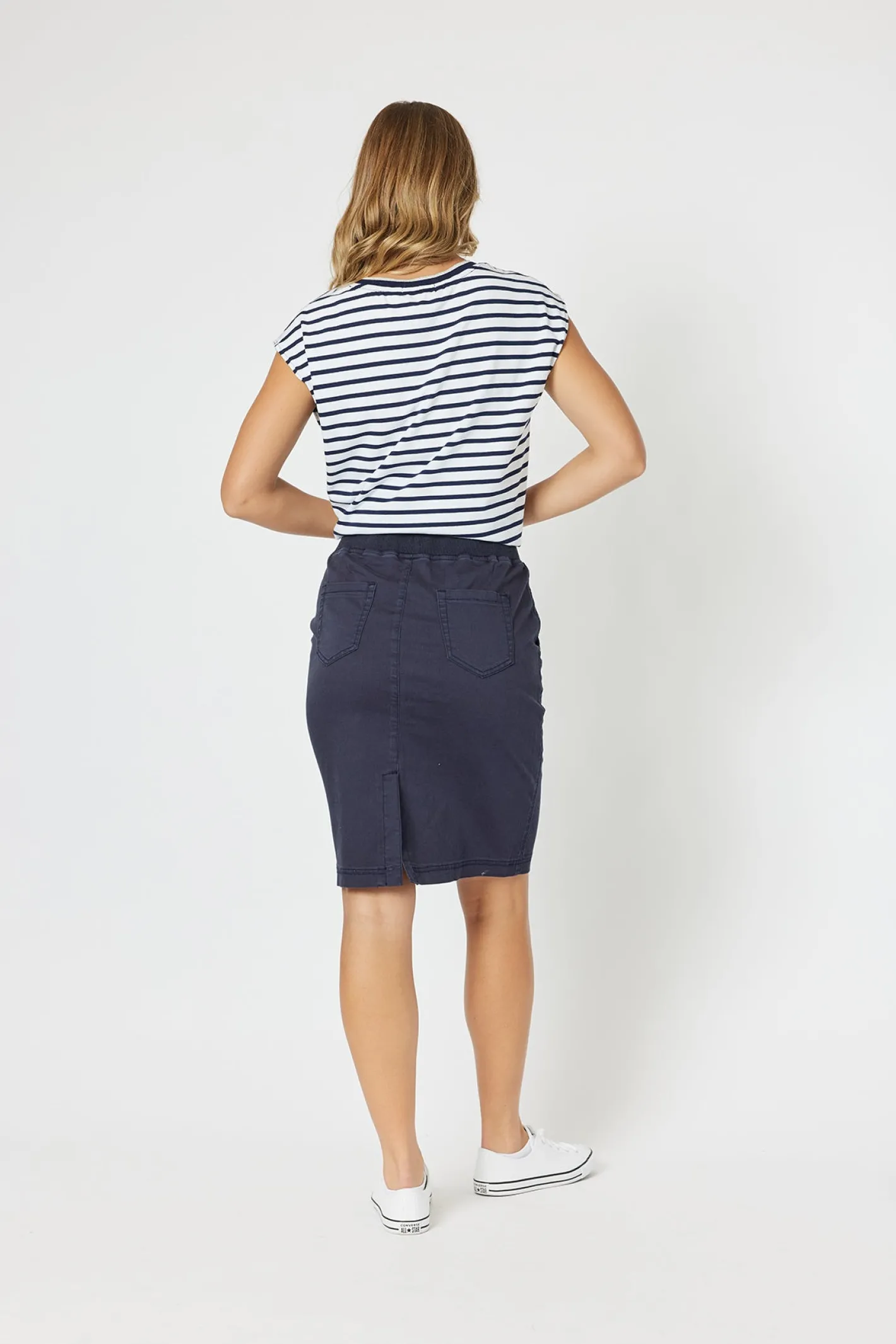 Threadz Portia Denim Skirt - Navy - TZ3 Outlet