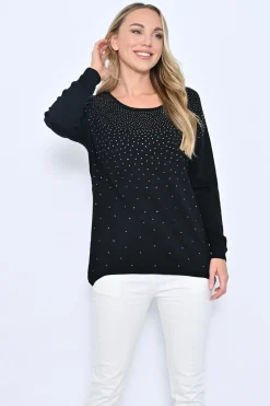 Cali & Co Presley Beaded Knit - Black- CC6 Discount