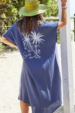 Hammill + Co Resort Cheesecloth Beach Dress - Navy - HC1