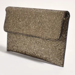 Adorne Ruby Rhinestone Fold Over Clutch - Gold - AD11 Hot