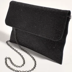 Adorne Ruby Rhinestone Fold Over Clutch - Black - AD11 Sale