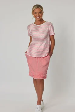 Gordon smith Ruffle Linen Skirt - Coral - GS22 Outlet