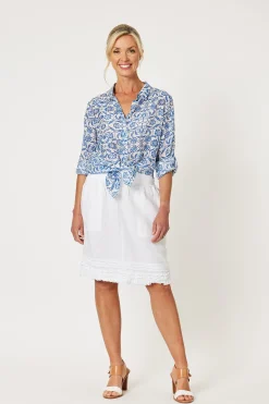 Gordon smith Ruffle Linen Skirt - White - GS22 Sale