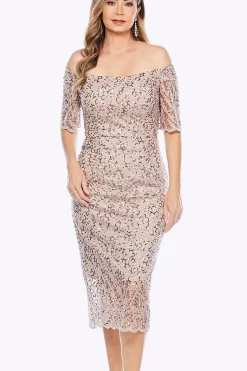 Jesse Harper Scalloped Hem Embellished Dress | Pearl | JH10 Outlet