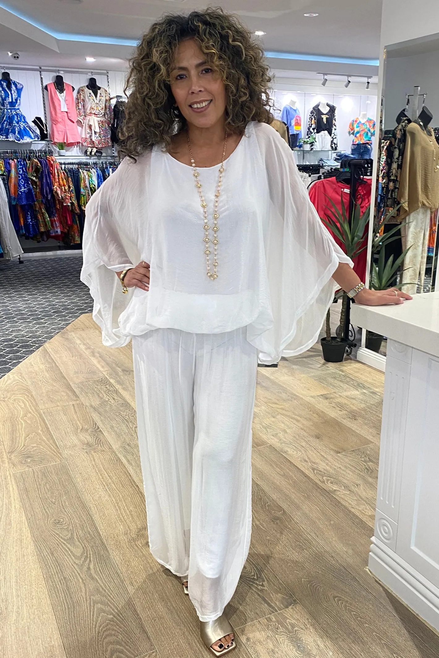 Cindy G Silk Viscose Pants - White - CG17 Best