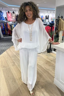 Cindy G Silk Viscose Top - White - CG6 Sale