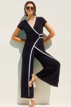 Joseph Ribkoff Silky Knit Culotte Jumpsuit - Black/Vanilla - JR44 Hot