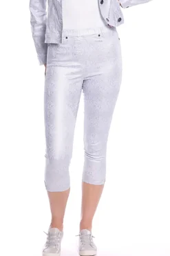 Cafe Latte Snake Foil Capri Jegging - Silver - CL3 New