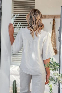 Free Angel Sole Linen Top - Sand- FA14 Online