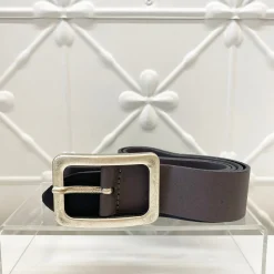 Vanzetti Square Buckle Leather Belt | Anthracite | V1