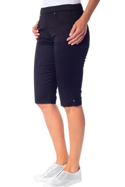 Cafe Latte Stretch Pull On Jean Short - Black - CL4 Discount