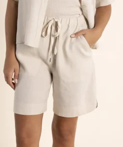 Two-T's Taleah Linen Short - Natural - TT15 Discount