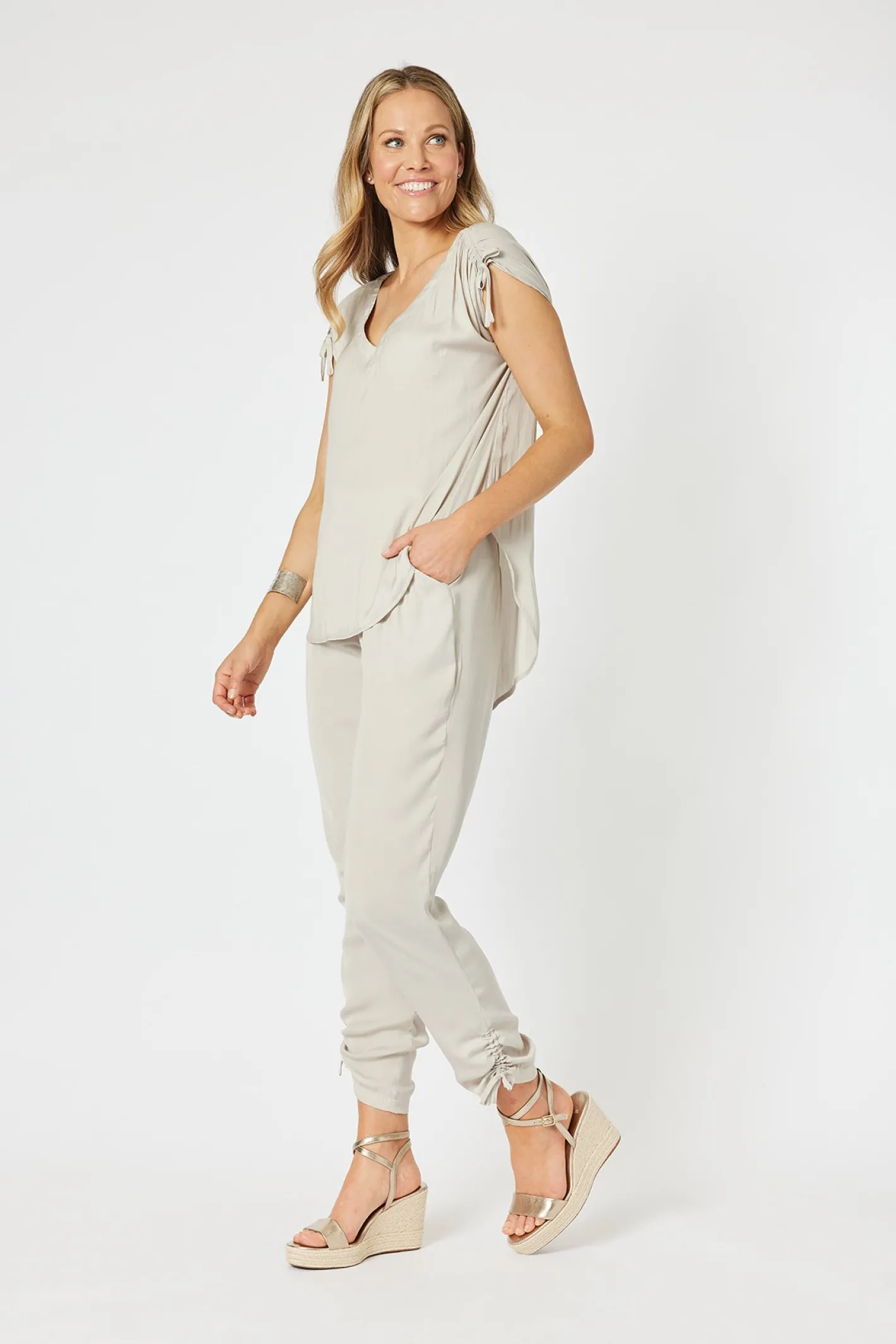 Hammock & Vine Traveller Luxe Side tie Pant - Champagne - HV3 New