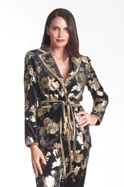 Pink Ruby Velvet Jacket - Flower Print - PR9 Outlet