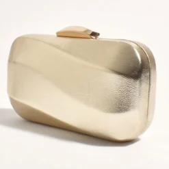 Adorne Wavy Structured Metallic Clutch - Gold - AD12 Online